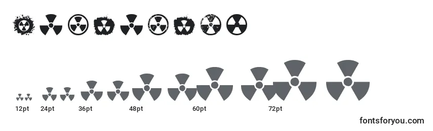 Größen der Schriftart Radiation