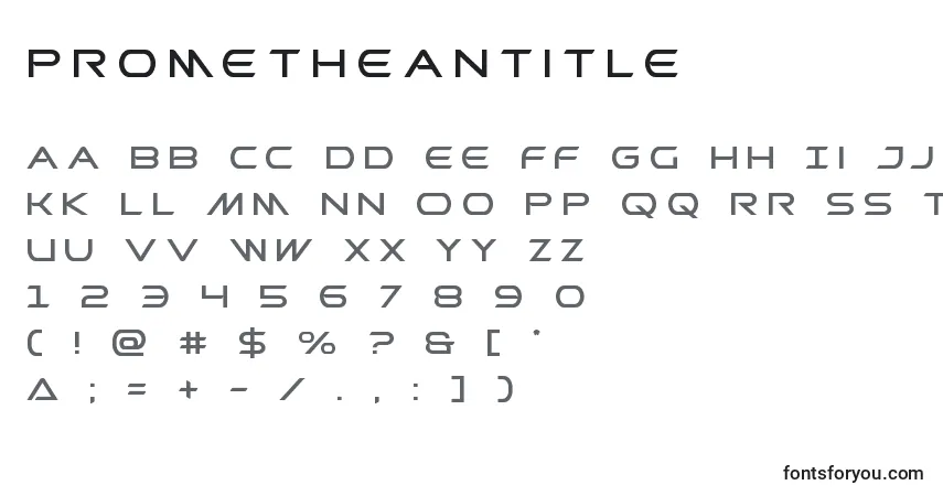 Schriftart Prometheantitle – Alphabet, Zahlen, spezielle Symbole