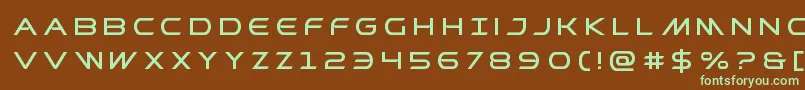 フォントPrometheantitle – 緑色の文字が茶色の背景にあります。