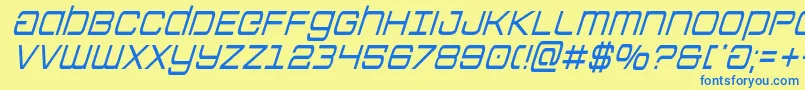 フォントColonymarinescondital – 青い文字が黄色の背景にあります。