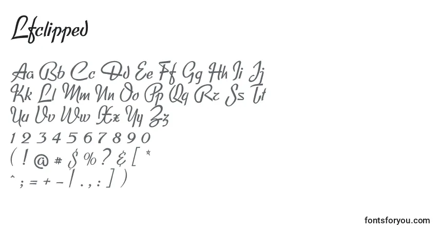 Czcionka Lfclipped – alfabet, cyfry, specjalne znaki