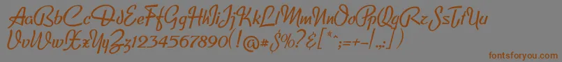 Lfclippedフォントについての詳細 フォントLfclipped – 茶色の文字が灰色の背景にあります。