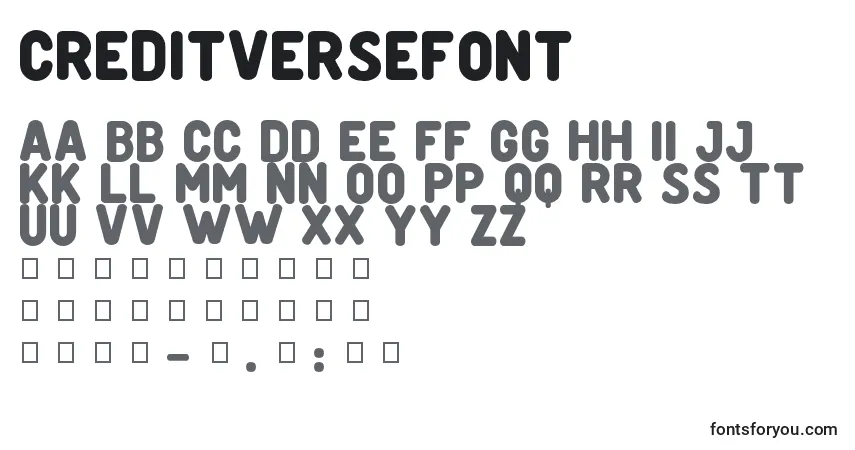 Czcionka CreditverseFont – alfabet, cyfry, specjalne znaki