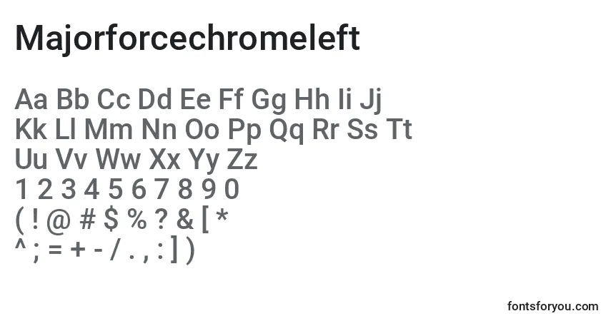 Majorforcechromeleft Font – alphabet, numbers, special characters