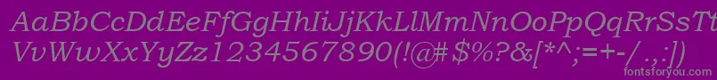 BookmanOldStyleРљСѓСЂСЃРёРІ-Schriftart – Graue Schriften auf violettem Hintergrund
