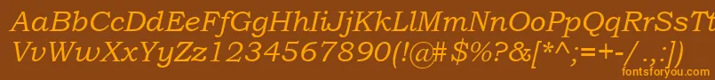 BookmanOldStyleРљСѓСЂСЃРёРІ-Schriftart – Orangefarbene Schriften auf braunem Hintergrund