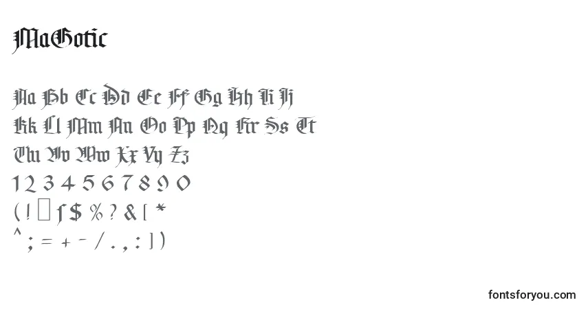 Schriftart MaGotic – Alphabet, Zahlen, spezielle Symbole