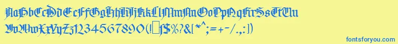 MaGotic Font – Blue Fonts on Yellow Background
