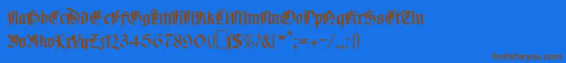 MaGotic-Schriftart – Braune Schriften auf blauem Hintergrund