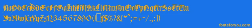 MaGotic Font – Orange Fonts on Blue Background