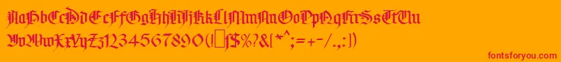 Fonte MaGotic – fontes vermelhas em um fundo laranja