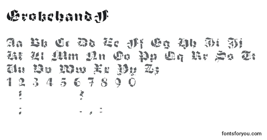 Fuente GrobehandF - alfabeto, números, caracteres especiales