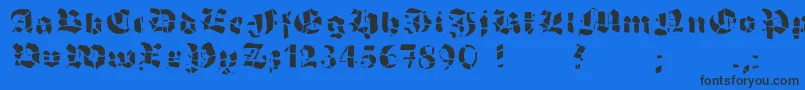 GrobehandF-Schriftart – Schwarze Schriften auf blauem Hintergrund