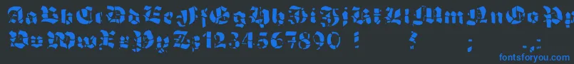 GrobehandF Font – Blue Fonts on Black Background