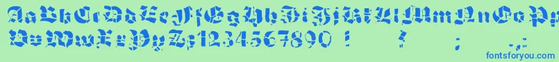 GrobehandF Font – Blue Fonts on Green Background