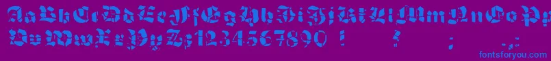 GrobehandF-Schriftart – Blaue Schriften auf violettem Hintergrund