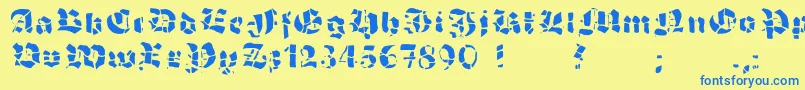 GrobehandF Font – Blue Fonts on Yellow Background