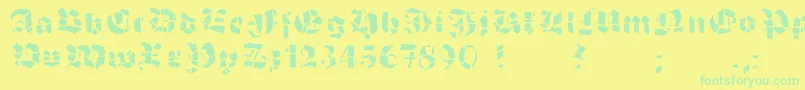 GrobehandF Font – Green Fonts on Yellow Background