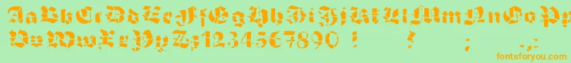 GrobehandF Font – Orange Fonts on Green Background