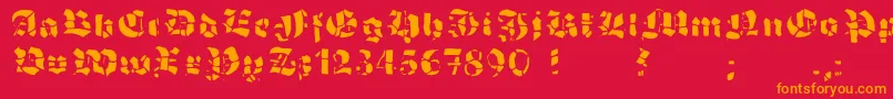 GrobehandF Font – Orange Fonts on Red Background