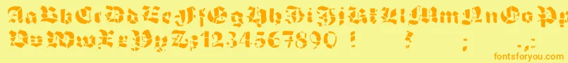 GrobehandF Font – Orange Fonts on Yellow Background