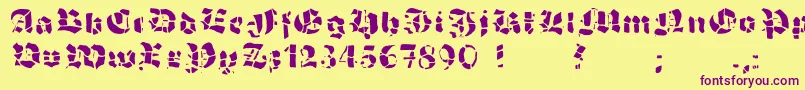 GrobehandF Font – Purple Fonts on Yellow Background