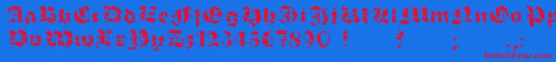 GrobehandF Font – Red Fonts on Blue Background