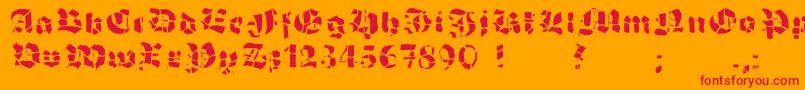 フォントGrobehandF – オレンジの背景に赤い文字