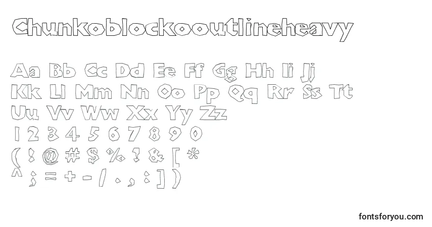 Шрифт Chunkoblockooutlineheavy – алфавит, цифры, специальные символы