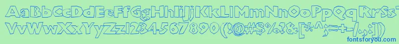 Chunkoblockooutlineheavy-Schriftart – Blaue Schriften auf grünem Hintergrund