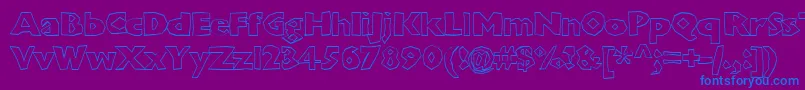 Chunkoblockooutlineheavy-Schriftart – Blaue Schriften auf violettem Hintergrund