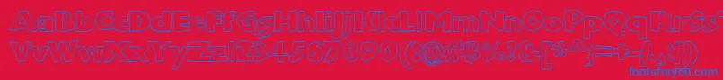 Chunkoblockooutlineheavy-Schriftart – Blaue Schriften auf rotem Hintergrund