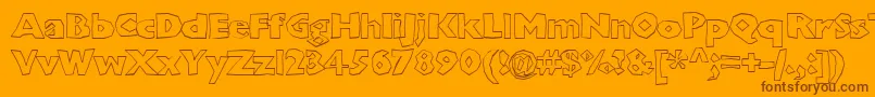 Chunkoblockooutlineheavy-Schriftart – Braune Schriften auf orangefarbenem Hintergrund