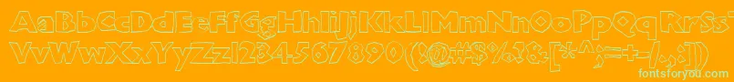 Chunkoblockooutlineheavy-Schriftart – Grüne Schriften auf orangefarbenem Hintergrund