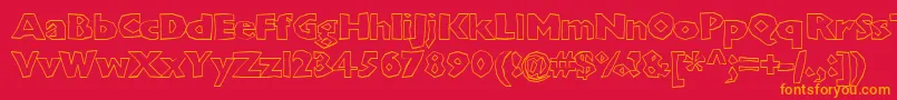 Chunkoblockooutlineheavy-Schriftart – Orangefarbene Schriften auf rotem Hintergrund