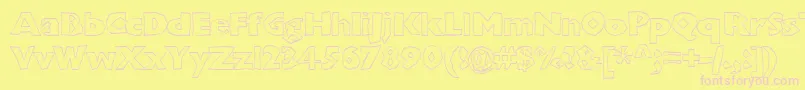 Chunkoblockooutlineheavy-Schriftart – Rosa Schriften auf gelbem Hintergrund