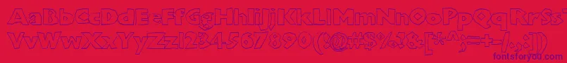 Czcionka Chunkoblockooutlineheavy – fioletowe czcionki na czerwonym tle