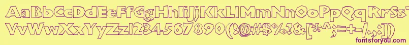 Chunkoblockooutlineheavy Font – Purple Fonts on Yellow Background