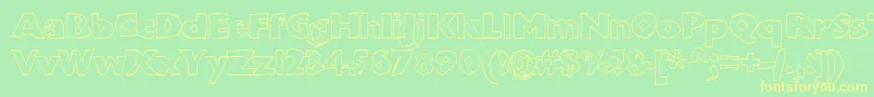 Chunkoblockooutlineheavy-Schriftart – Gelbe Schriften auf grünem Hintergrund