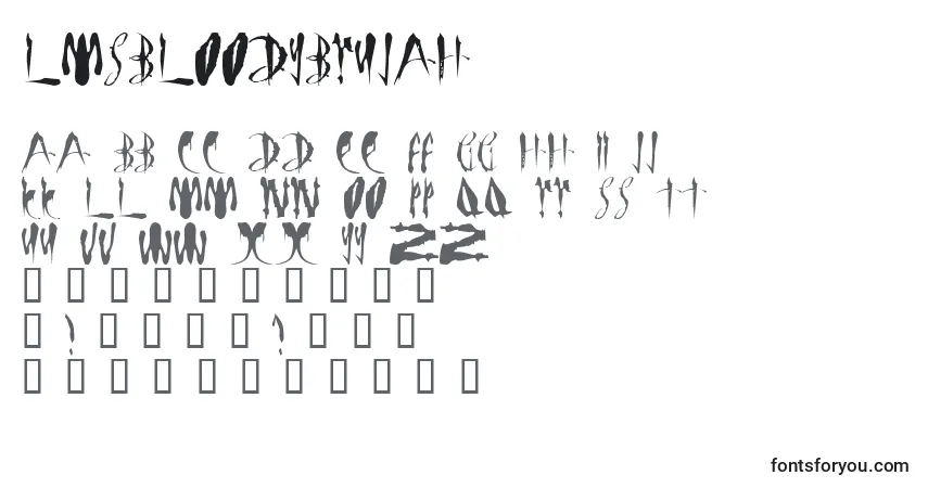 A fonte LmsBloodyBrujah – alfabeto, números, caracteres especiais