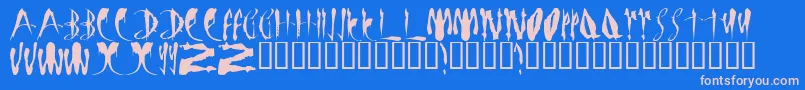 LmsBloodyBrujah Font – Pink Fonts on Blue Background
