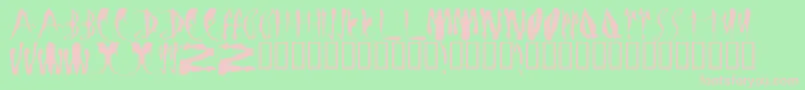 フォントLmsBloodyBrujah – 緑の背景にピンクのフォント