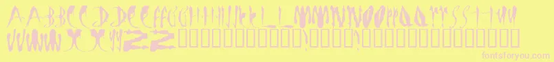 フォントLmsBloodyBrujah – ピンクのフォント、黄色の背景