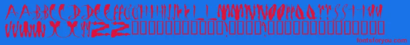 Czcionka LmsBloodyBrujah – czerwone czcionki na niebieskim tle