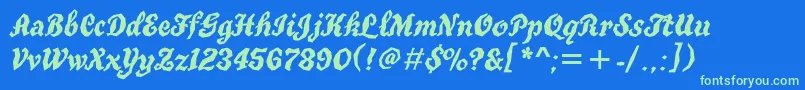 Tgt76C Font – Green Fonts on Blue Background