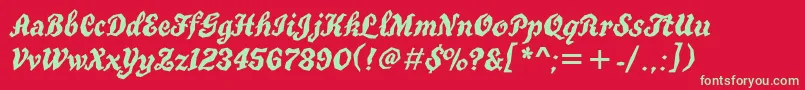 Tgt76C Font – Green Fonts on Red Background