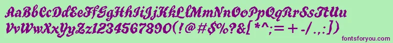 Tgt76C Font – Purple Fonts on Green Background