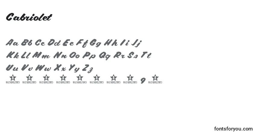 Schriftart Cabriolet – Alphabet, Zahlen, spezielle Symbole