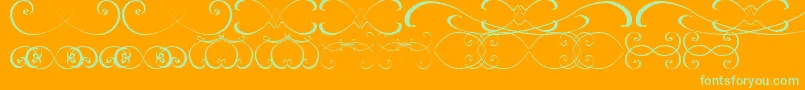 OrnamentsssTfb-Schriftart – Grüne Schriften auf orangefarbenem Hintergrund