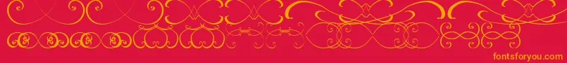 OrnamentsssTfb-Schriftart – Orangefarbene Schriften auf rotem Hintergrund